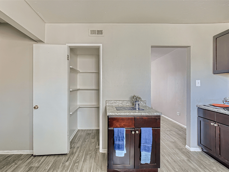Southwest Denver apartment kitchen with spacious pantry